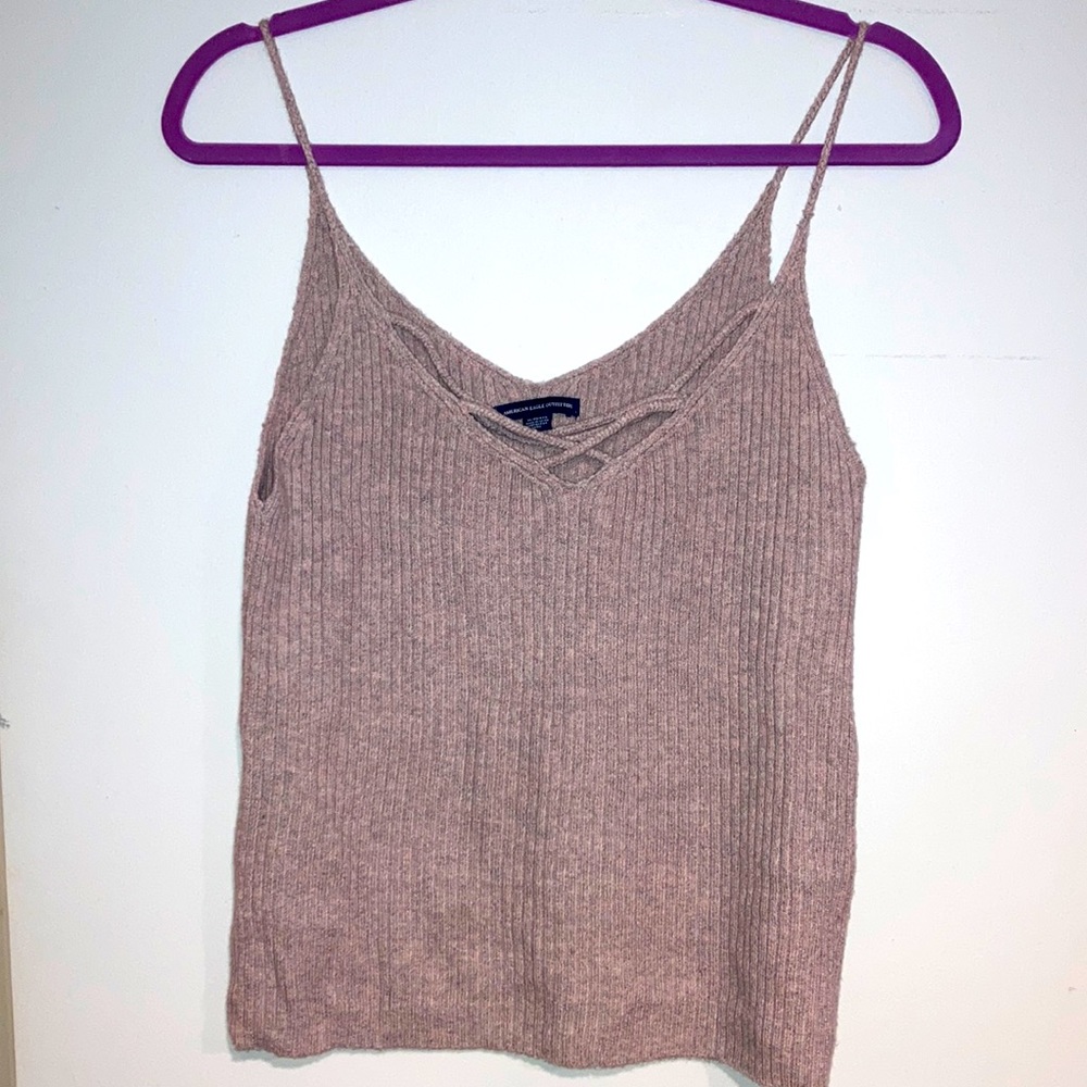 AMERICAN EAGLE Ribbed Knit Strappy Tank